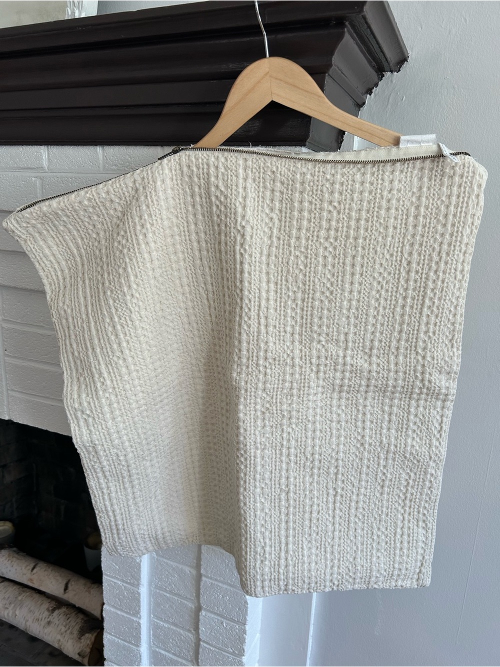 Pottery Barn Cream Textured Waffle Accent Pillow Cover